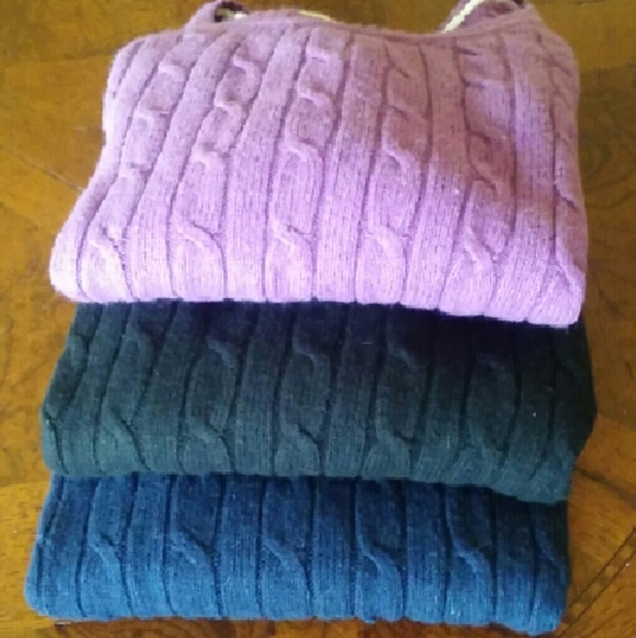 Wool Cable Knit Sweaters Sz L 3 colors Like New - Picture 3 of 8